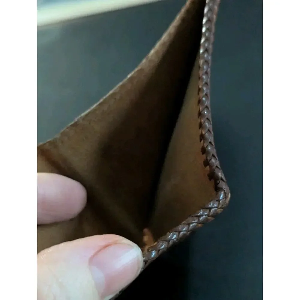 Vintage Handmade Tooled Brown Leather Wallet Western Floral Billfold Mens